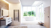 ICO Milano electric towel warmer in a modern bathroom