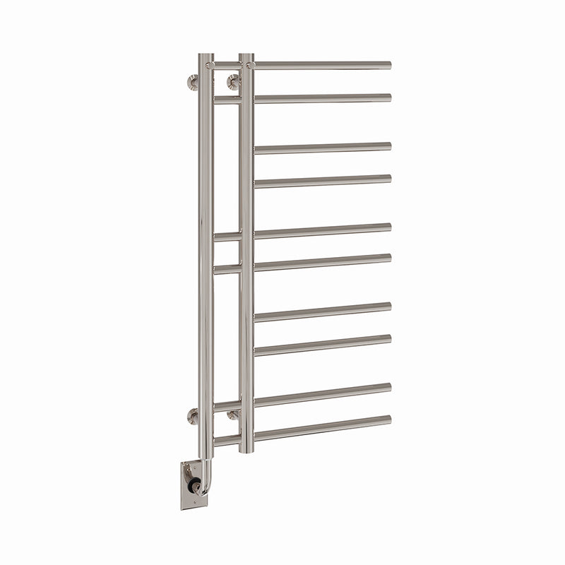 ICO Ortona electric hardwired towel warmer, 19.5 x 37 in, Polished Nickel