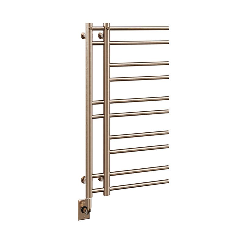 ICO Ortona electric hardwired towel warmer, 19.5 x 37 in, Brushed Bronze