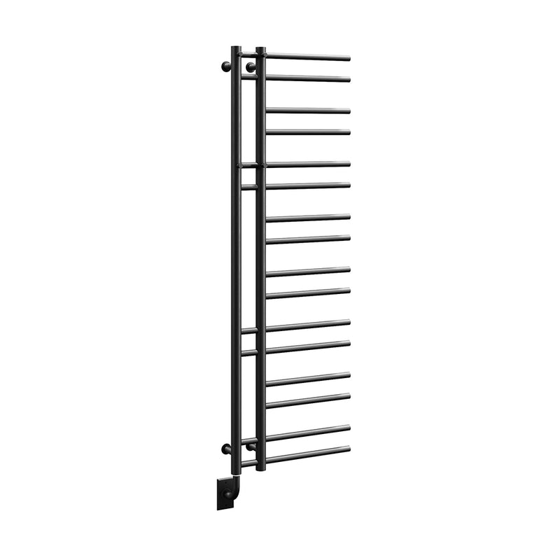 ICO Ortona electric hardwired towel warmer, 19.5 x 60.5 in, Matte Black