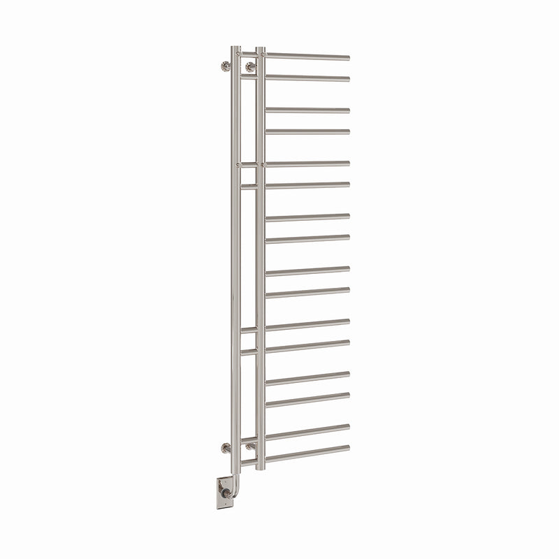 ICO Ortona electric hardwired towel warmer, 19.5 x 60.5 in, Polished Nickel