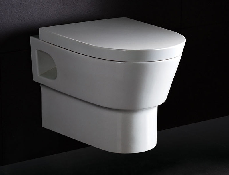 EAGO WD332 Modern Wall-Mounted Dual Flush White Ceramic Toilet