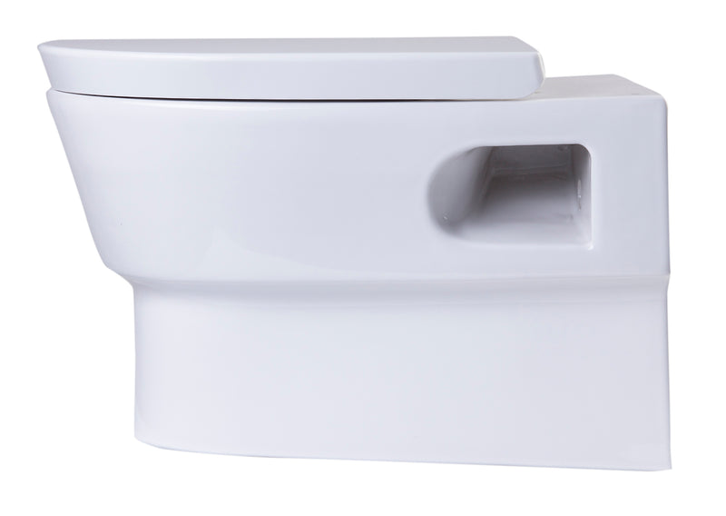 EAGO WD332 Modern Wall-Mounted Dual Flush White Ceramic Toilet
