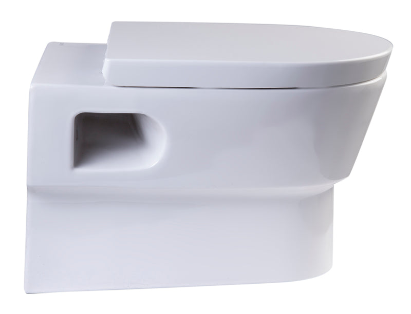 EAGO WD332 Modern Wall-Mounted Dual Flush White Ceramic Toilet
