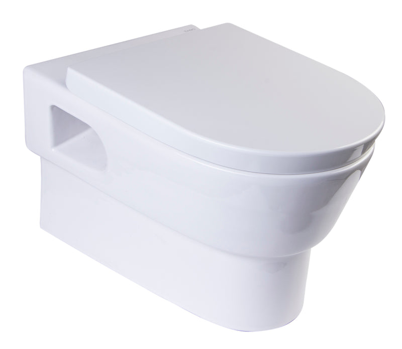 EAGO WD332 Modern Wall-Mounted Dual Flush White Ceramic Toilet
