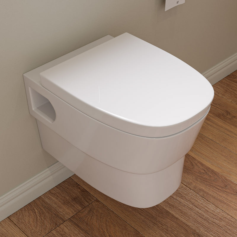 EAGO WD332 Modern Wall-Mounted Dual Flush White Ceramic Toilet