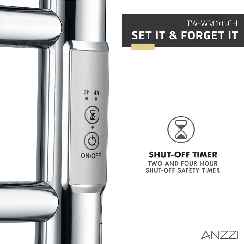 ANZZI Elgon Series 14-Bar Wall Mounted Towel Warmer (20.86" W x 48.62" H), Dual Installation (Hardwire/Plug-In), Quick Warm Time, Rhino Alloy Certified