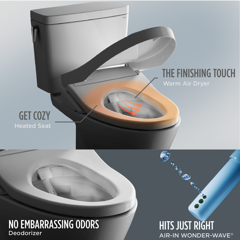 TOTO Drake WASHLET+ S7A Two Piece Toilet with Auto Flush 1.6 GPF MW7764736CSGA#01