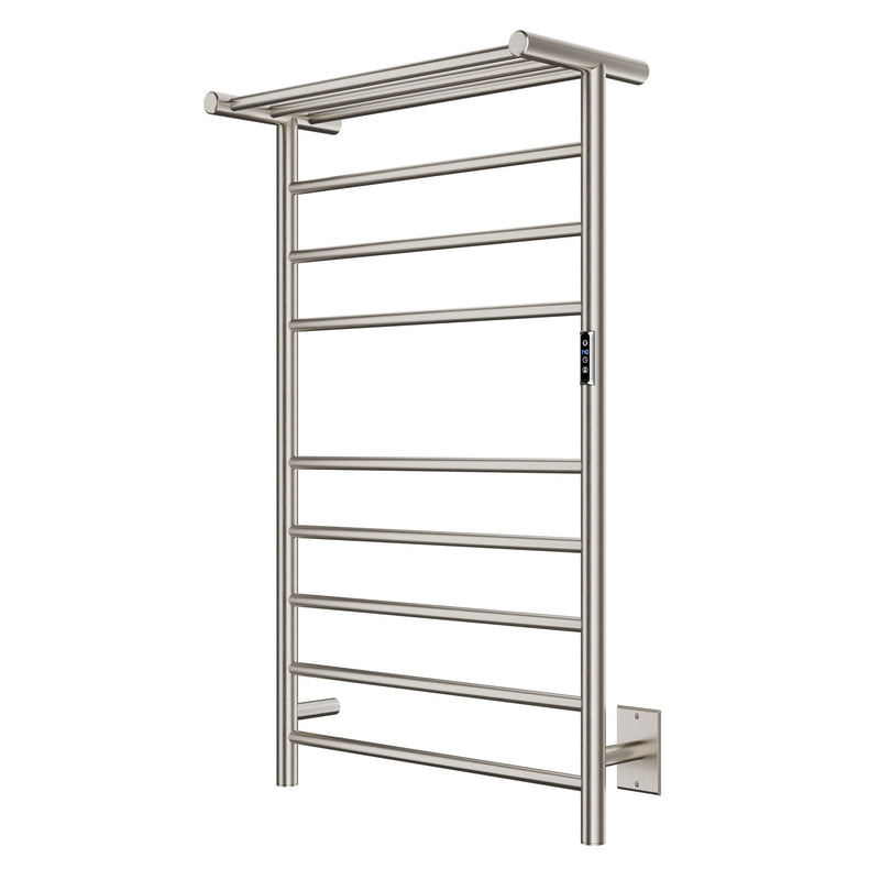 ANZZI Eve Series 8-Bar Towel Warmer with Top Shelf, Digital Control, Dual Installation