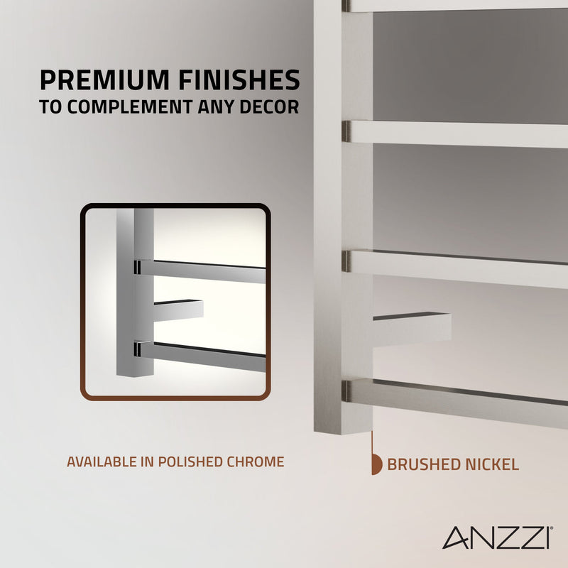 ANZZI Charles Series 6-Bar Wall Mounted Towel Warmer Dual Installation, Digital Control Panel