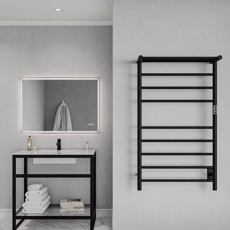 ANZZI Eve Series 8-Bar Towel Warmer with Top Shelf, Digital Control, Dual Installation
