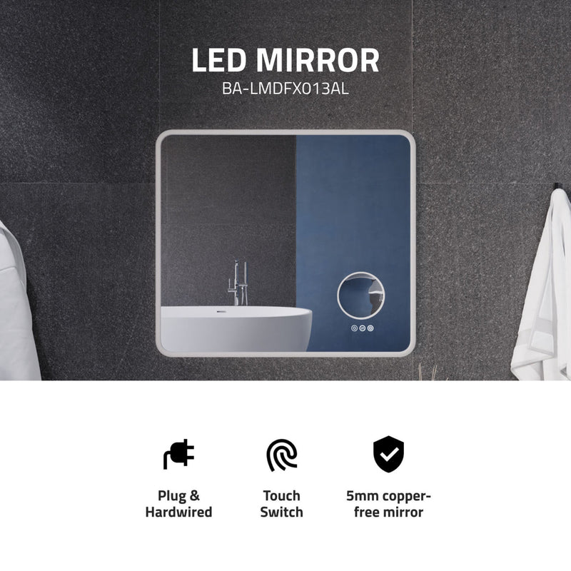 ANZZI LED Bathroom Mirror with 3X Magnification and Defogger 27-in. x 31-in.