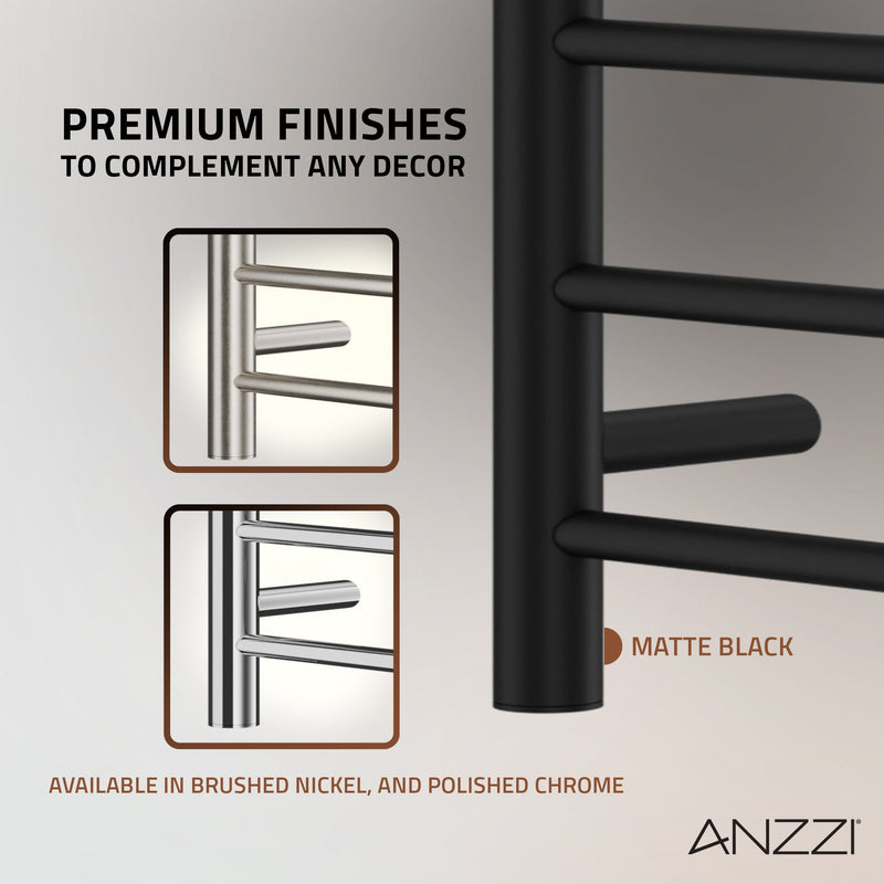 ANZZI Eve Series 8-Bar Towel Warmer with Top Shelf, Digital Control, Dual Installation