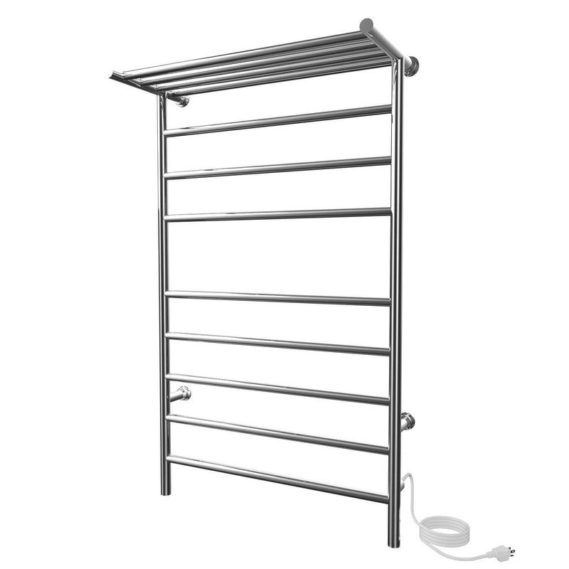 ICO Kontour Angle electric plug-in towel warmer with shelf, Chrome