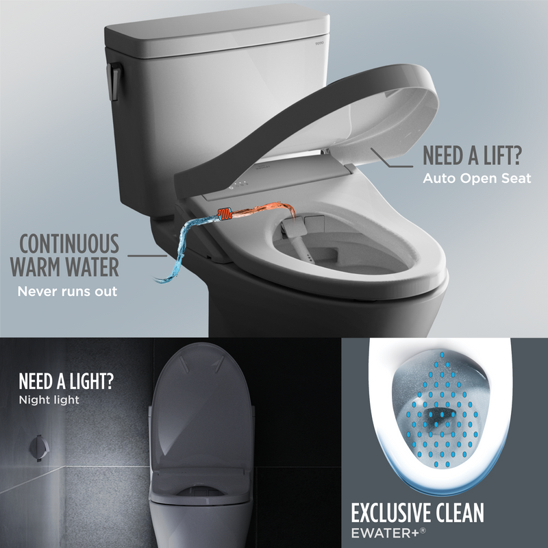 TOTO Drake WASHLET+ S7A Two Piece Toilet 1.28 GPF Universal Height MW7764736CEFG#01