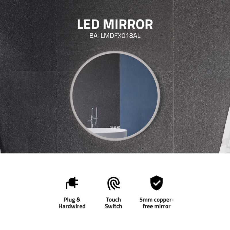 ANZZI Round LED Smart Mirror 24 28 32 Inch BA-LMDFX1859-PRX