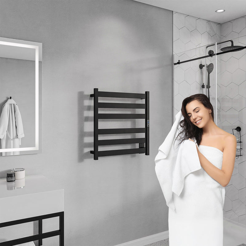 ANZZI Note Series 6-Bar Stainless Steel Wall Mounted Towel Warmer in Matte Black