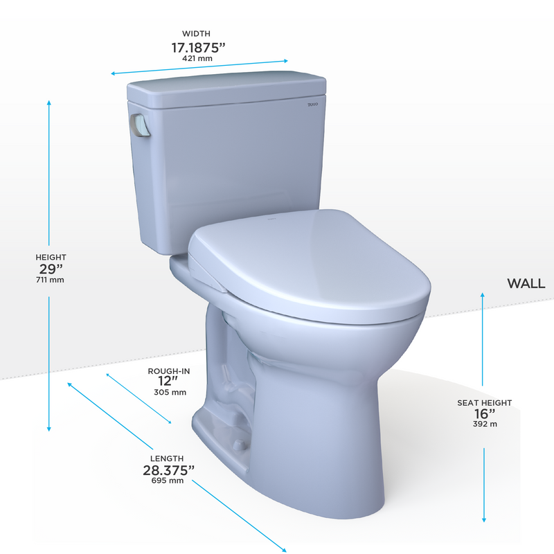 TOTO Drake WASHLET+ S7A Two Piece Toilet 1.28 GPF MW7764736CEG#01