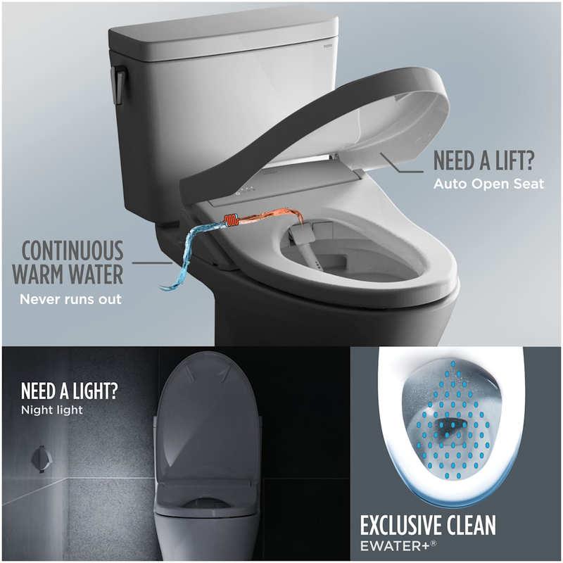 TOTO Nexus 1.28 GPF One-Piece Elongated Toilet Auto Flush WASHLET + S7A Contemporary Bidet Seat MW6424736CEFGA#01