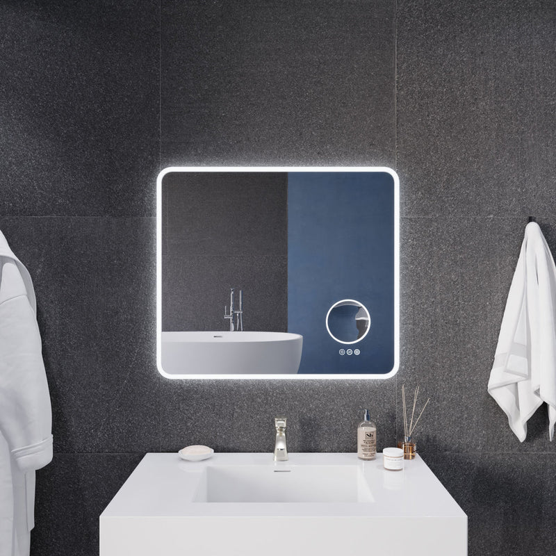 ANZZI LED Bathroom Mirror with 3X Magnification and Defogger 27-in. x 31-in.