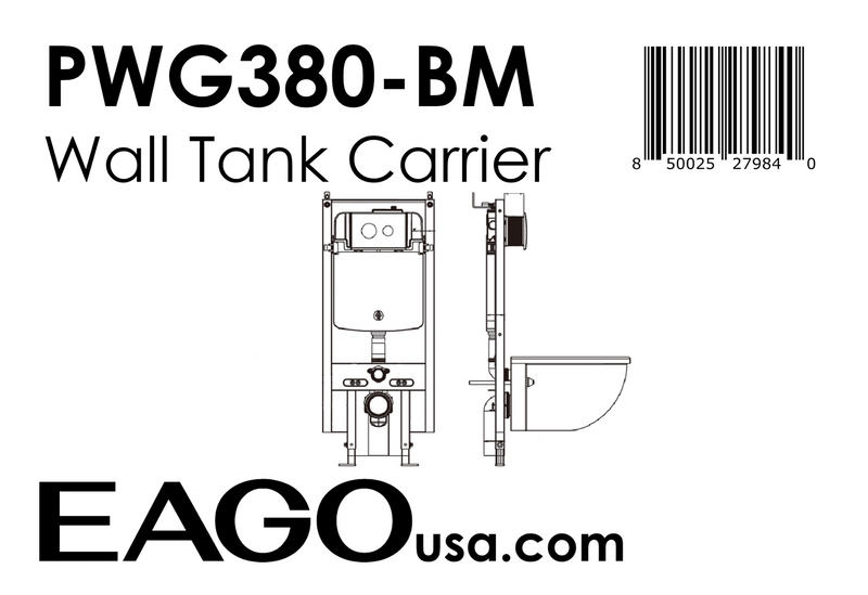EAGO PWG380 Dual Flush Wall Mounted Toilet Tank Carrier for WD332, WD390