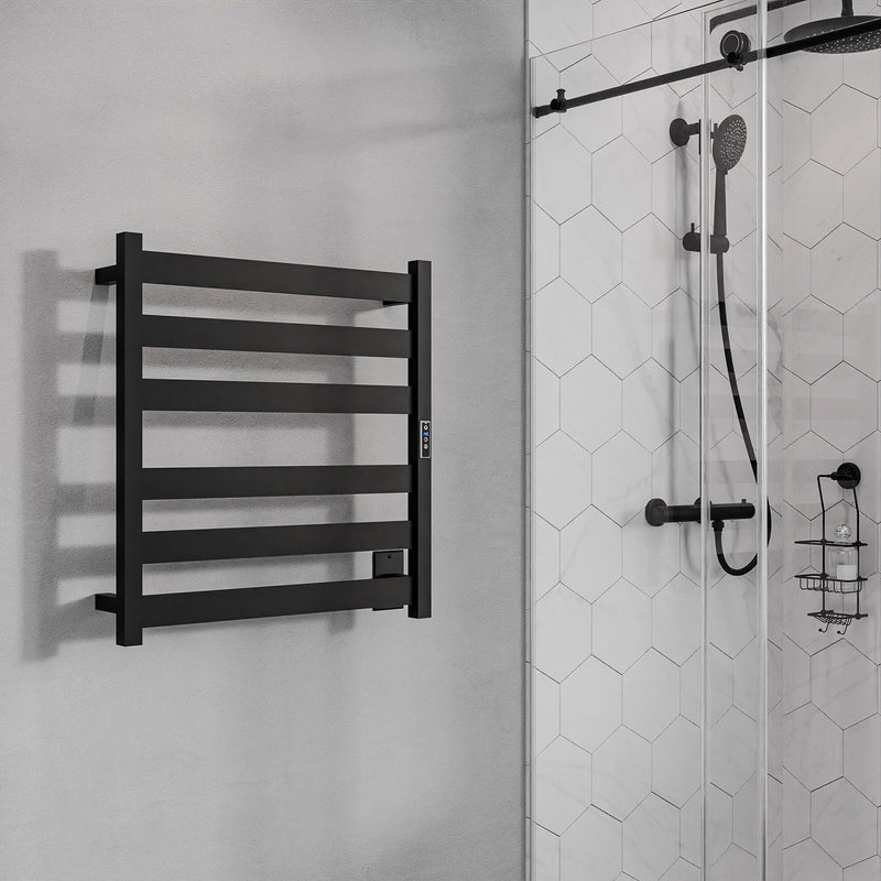 ANZZI Note Series 6-Bar Stainless Steel Wall Mounted Towel Warmer in Matte Black