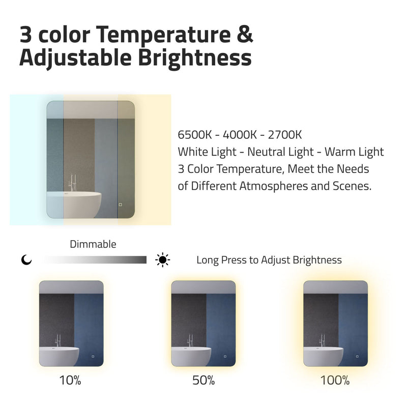 ANZZI LED Back Lighting Bathroom Mirror with Defogger 32-in. x 24-in. BA-LMDFX016AL