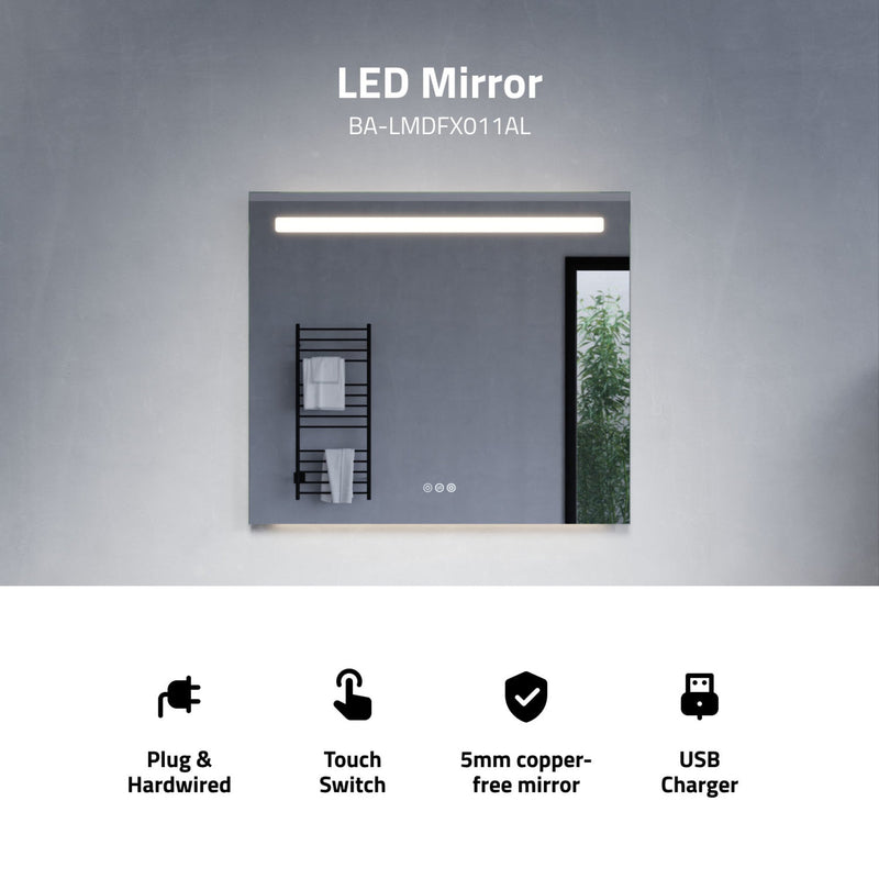 ANZZI Rectangular LED Smart Mirror (24x32 or 28x32 in.), Copper-Free, Adjustable CCT, Built-in Defogger, UL-Certified