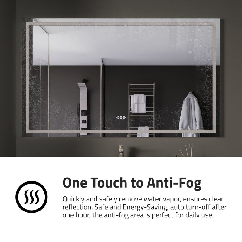 ANZZI Frameless LED Front/Back Light Bathroom Mirror with Defogger 36-in. x 60-in.