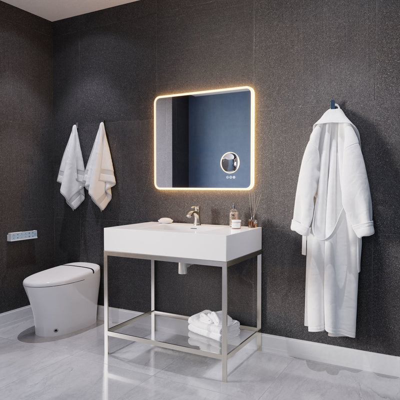 ANZZI LED Bathroom Mirror with 3X Magnification and Defogger 27-in. x 31-in.