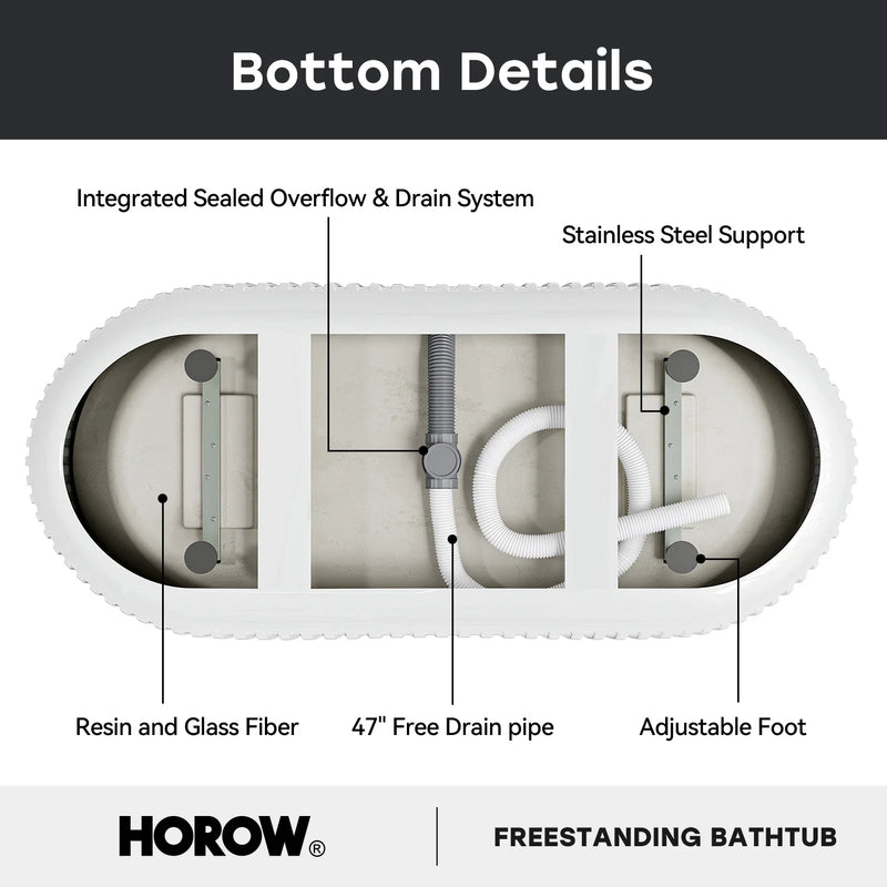 HOROW 59 Inch Acrylic Freestanding Tub Model ST59-CH