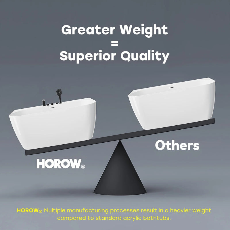 HOROW 59 Inch Acrylic Back to Wall Tub with Faucet and Shower Head Model SU59-MB