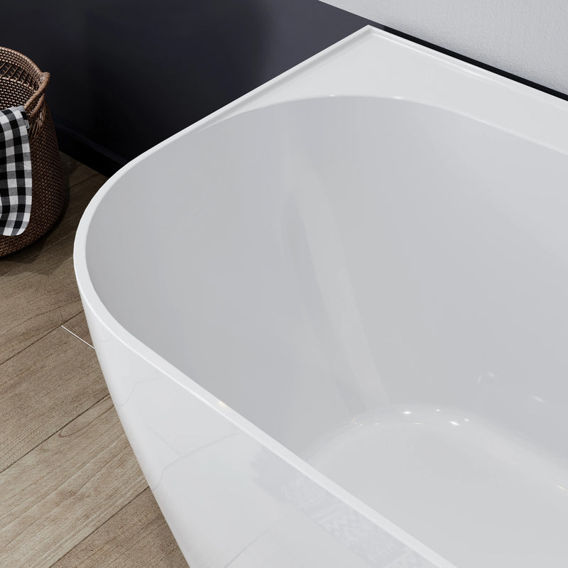 HOROW 59 Inch Acrylic Back to Wall Tub with Faucet and Shower Head Model SU59-MB