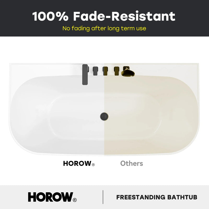 HOROW 59 Inch Acrylic Back to Wall Tub with Faucet and Shower Head Model SU59-MB