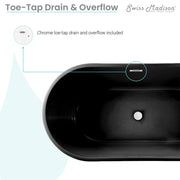 Swiss Madison Claire 60 in. Freestanding Bathtub Matte Black Drain Detail