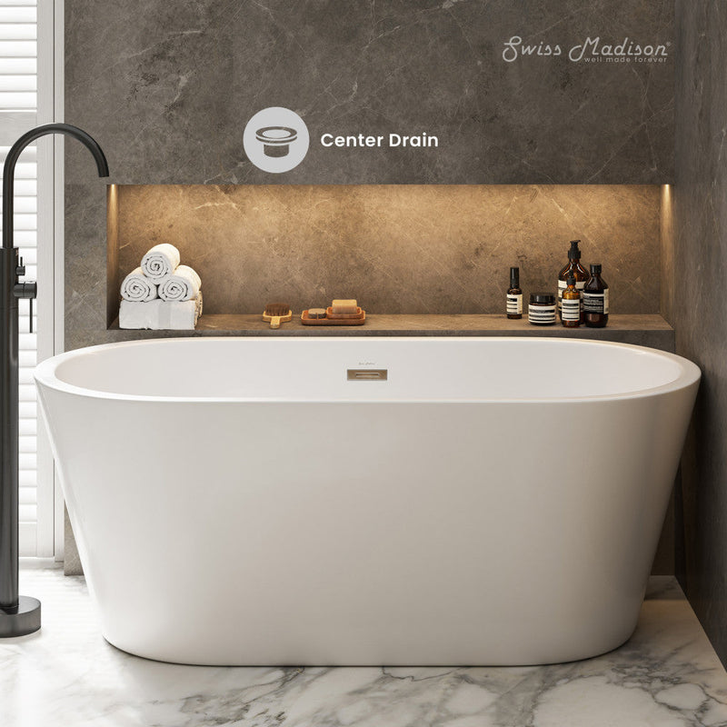 Swiss Madison Claire 60 in. Freestanding Bathtub Glossy White SM-FB590 Overhead View