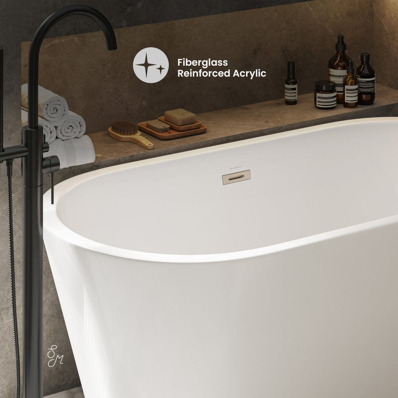 Swiss Madison Claire 60 in. Freestanding Bathtub White Acrylic Soaking Tub Detail