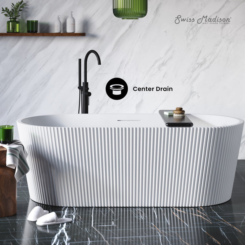 Swiss Madison Lafayette 67 in. Freestanding Bathtub White Overhead View
