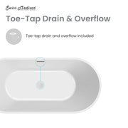 Swiss Madison Lafayette 67 in. Freestanding Bathtub White Drain Detail