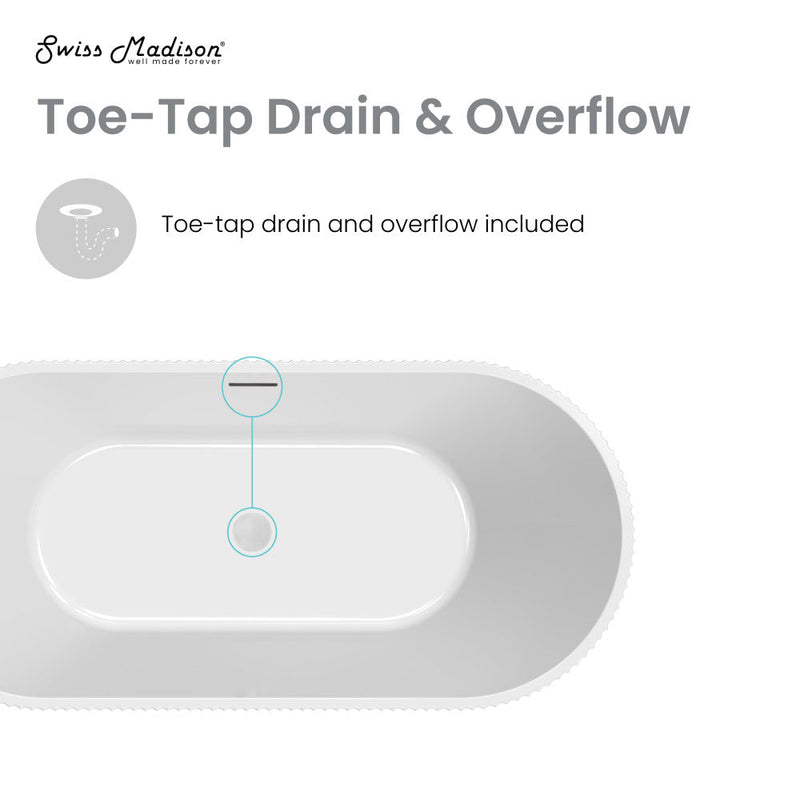 Swiss Madison Lafayette 67 in. Freestanding Bathtub White Drain Detail