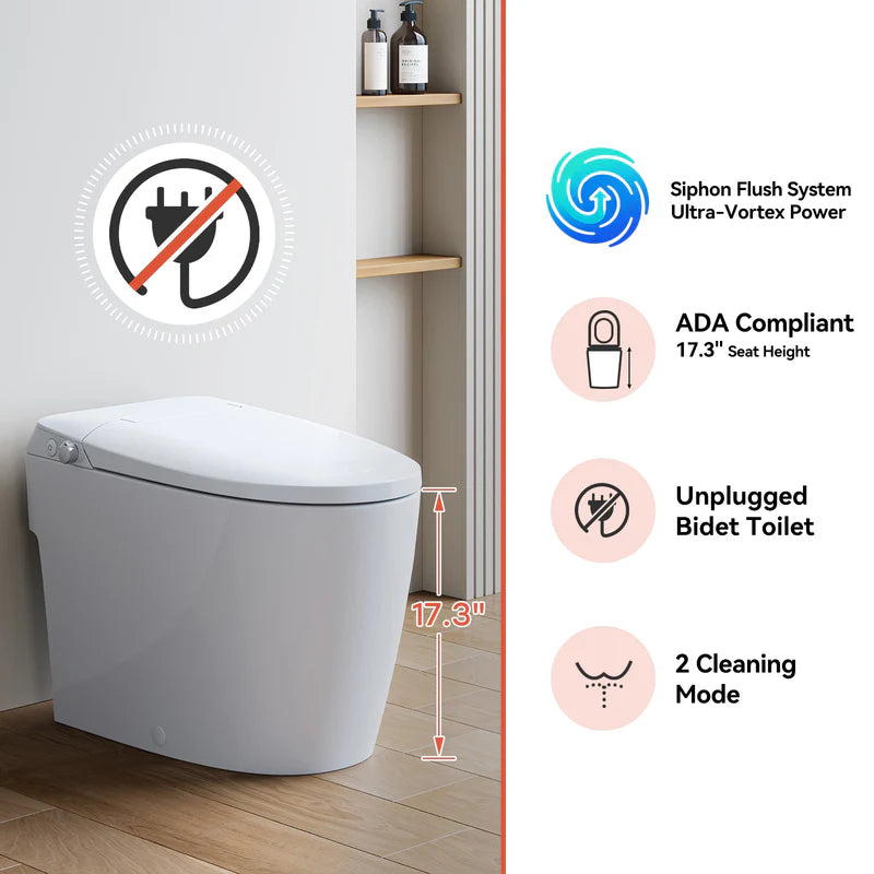 HOROW T30 Bidet Toilet With Non Electric Seat For 12 Inch Rough In ADA Height