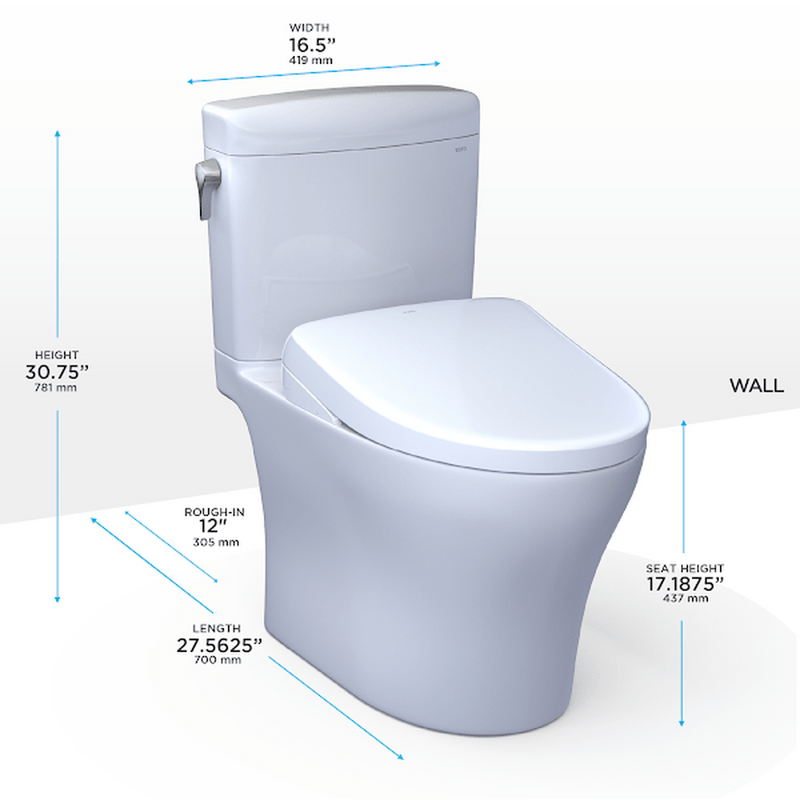 TOTO Aquia IV Cube Washlet + S7 1.28 & 0.9 GPF Two Piece