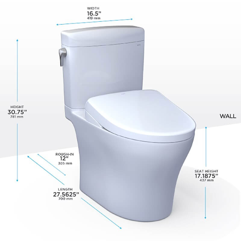 TOTO Aquia IV Cube Washlet + S7A 1.28 & 0.9 GPF Two Piece