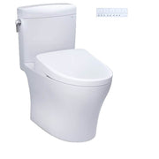 TOTO Aquia IV Cube WASHLET+ S7A two piece toilet in cotton white, side view