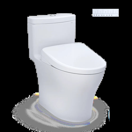 TOTO Aquia IV one piece toilet with WASHLET+ S7A, angled view