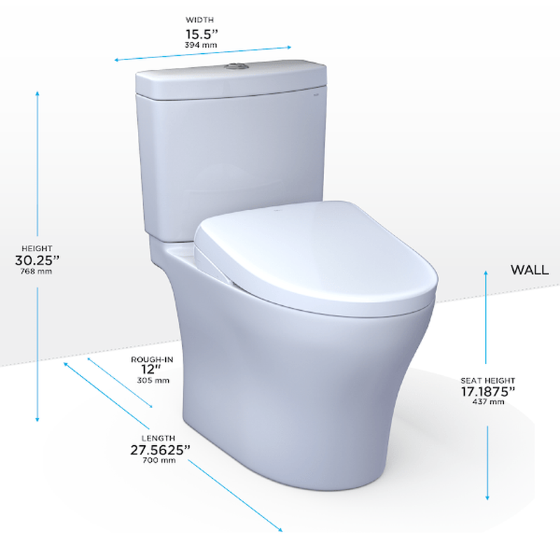 TOTO Aquia IV Washlet + S7 1.28 & 0.9 GPF Two Piece Universal Height