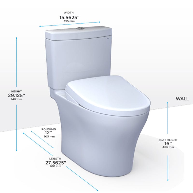 TOTO Aquia IV Washlet + S7A 1.28 & 0.9 GPF Two Piece