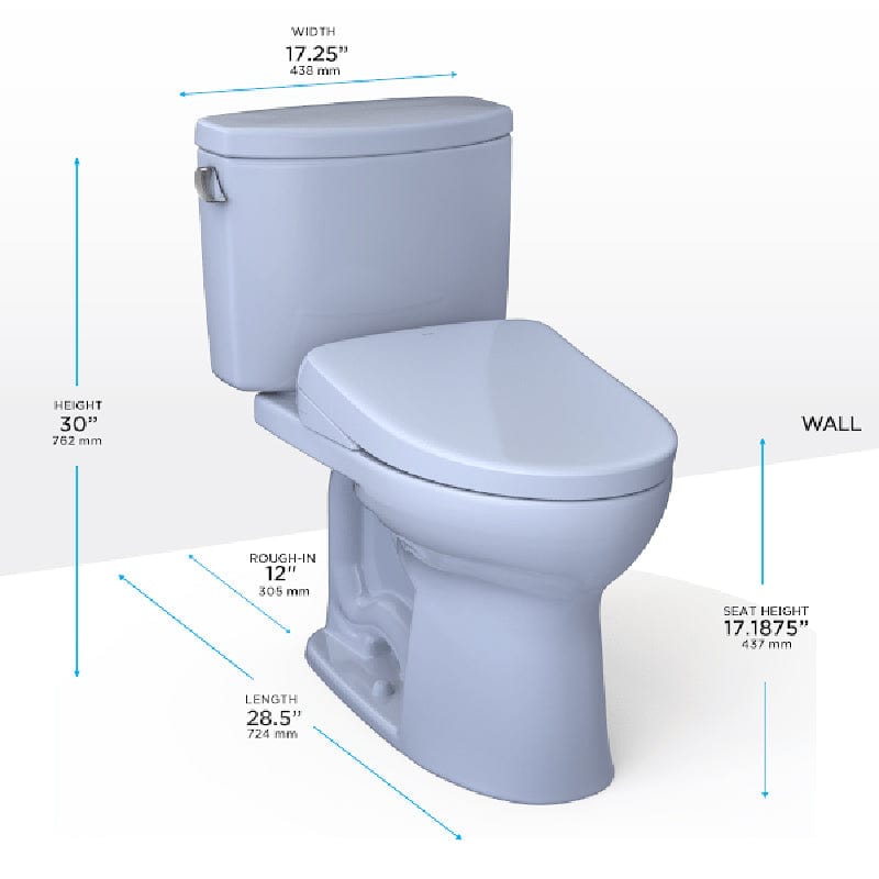 TOTO Drake II Elongated WASHLET plus S7 1.28 GPF Two Piece Toilet MW4544726CEFGA#01