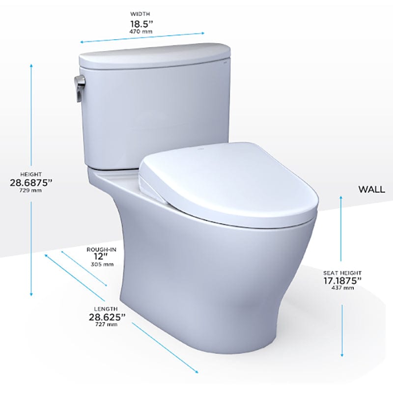 TOTO Nexus 1G Washlet 1.0 GPF Two Piece Elongated Toilet with Auto Flush S7 Contemporary Bidet Seat MW4424736CUFGA#01