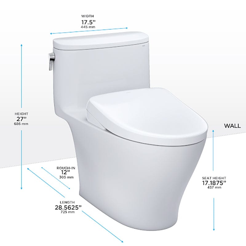 TOTO Nexus Washlet+ S7A One-Piece Toilet 1.28 GPF Universal Height